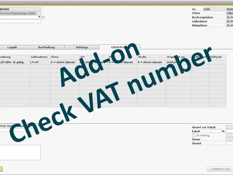 SAP B1 check VAT number SAP Business One check VAT number