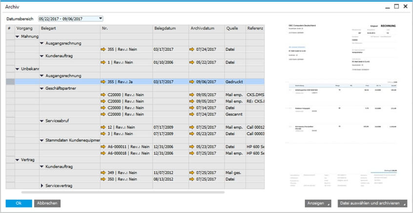 cks.DMS for SAP Business One - detail view