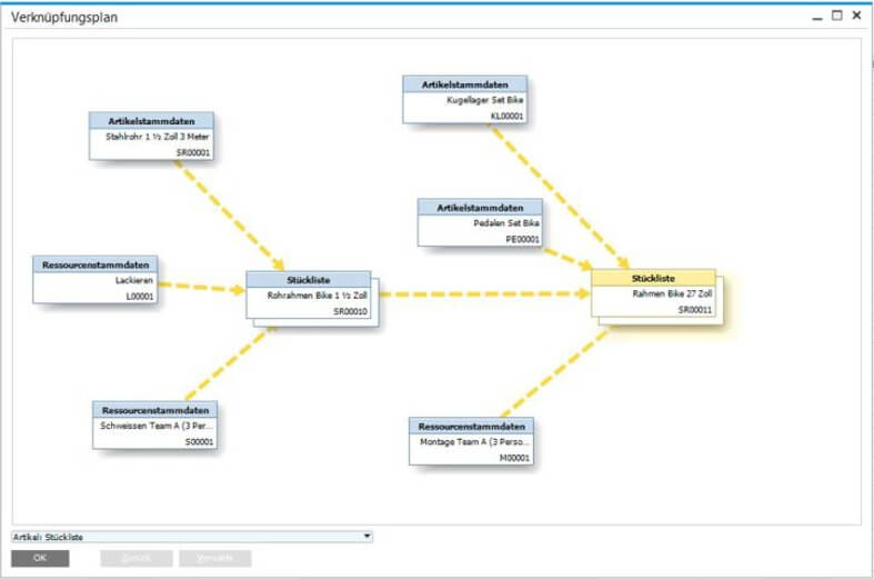 SAP Business One relationship map visual representation