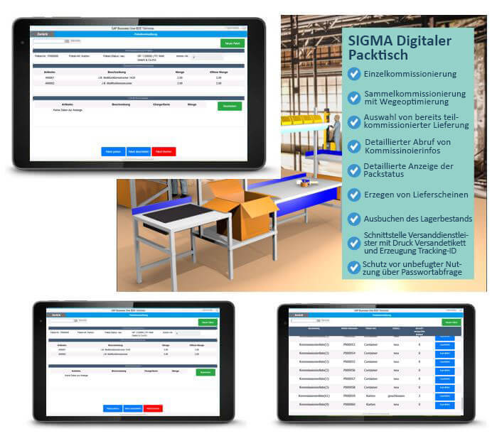 SAP Business One Addon SIGMA Digitaler Packtisch